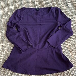 Ann Taylor Deep Purple Long Sleeve Top